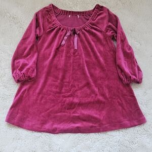 Garnet Hill Pink Velour Boheme Long Sleeve Dress in Raspberry Size 4